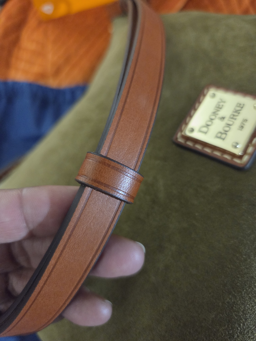 Dooney & Bourke Olive Suede Hobo Bag with Brown Leather Trim 9.5x5.5x11.5 - Picture 8 of 9